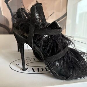 Steve Madden Black Feathered Women's Heels